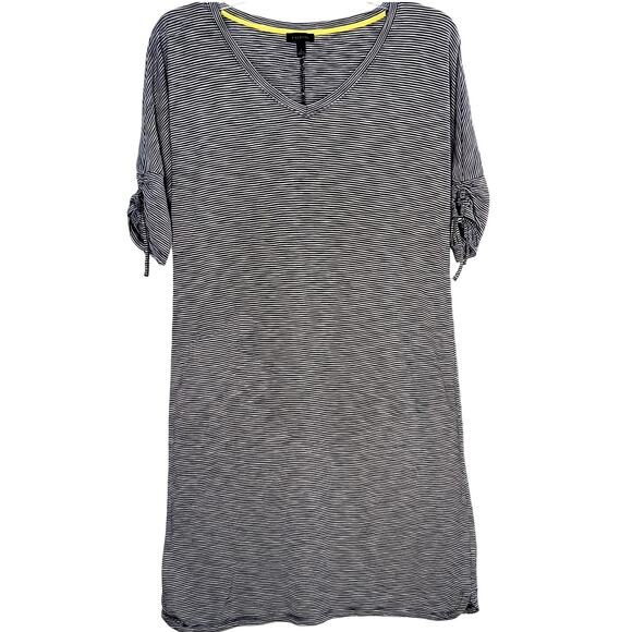 Talbots T Shirt Dress Women's Size S Black White Striped Cotton Modal V Neck - Picture 1 of 7